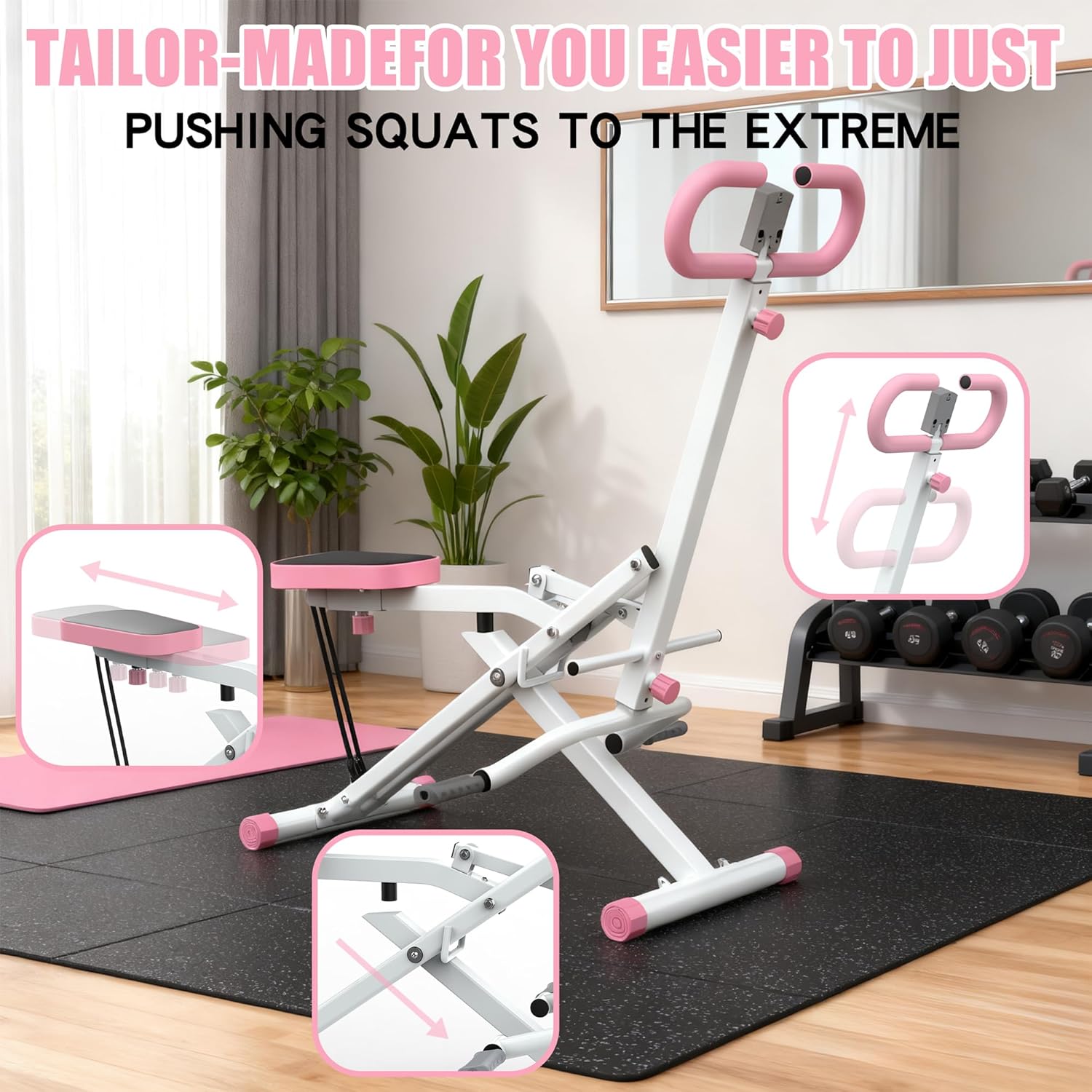 Home Gym Hip Thrust Machine - Máquina de Agachamento para Casa, Treinador