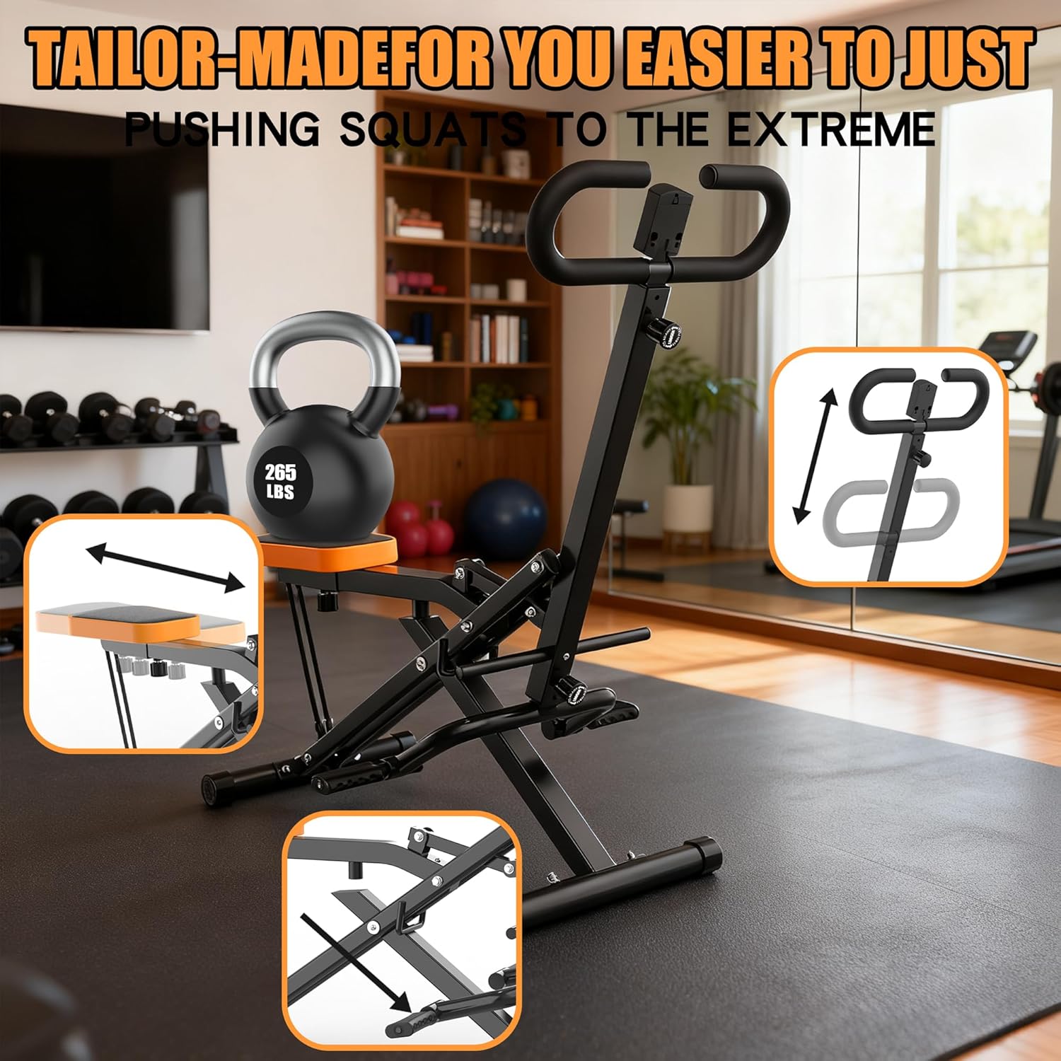 Home Gym Hip Thrust Machine - Máquina de Agachamento para Casa, Treinador