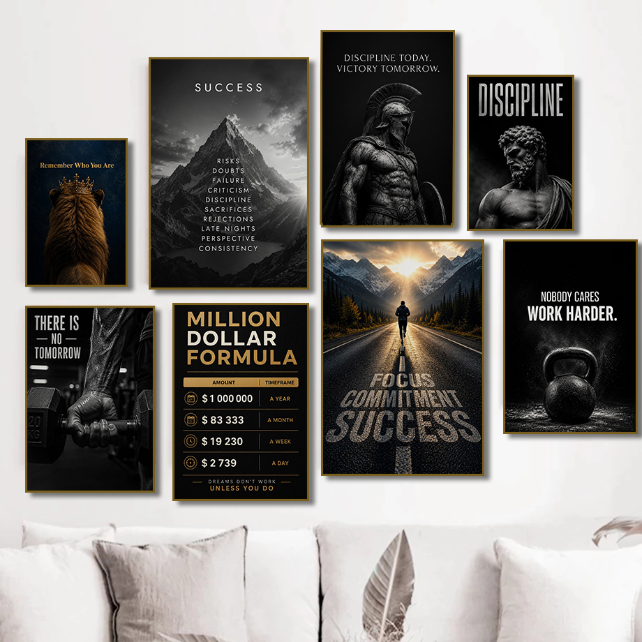 Home Gym Quotes - Pôster Motivacional Moderno de Sucesso no