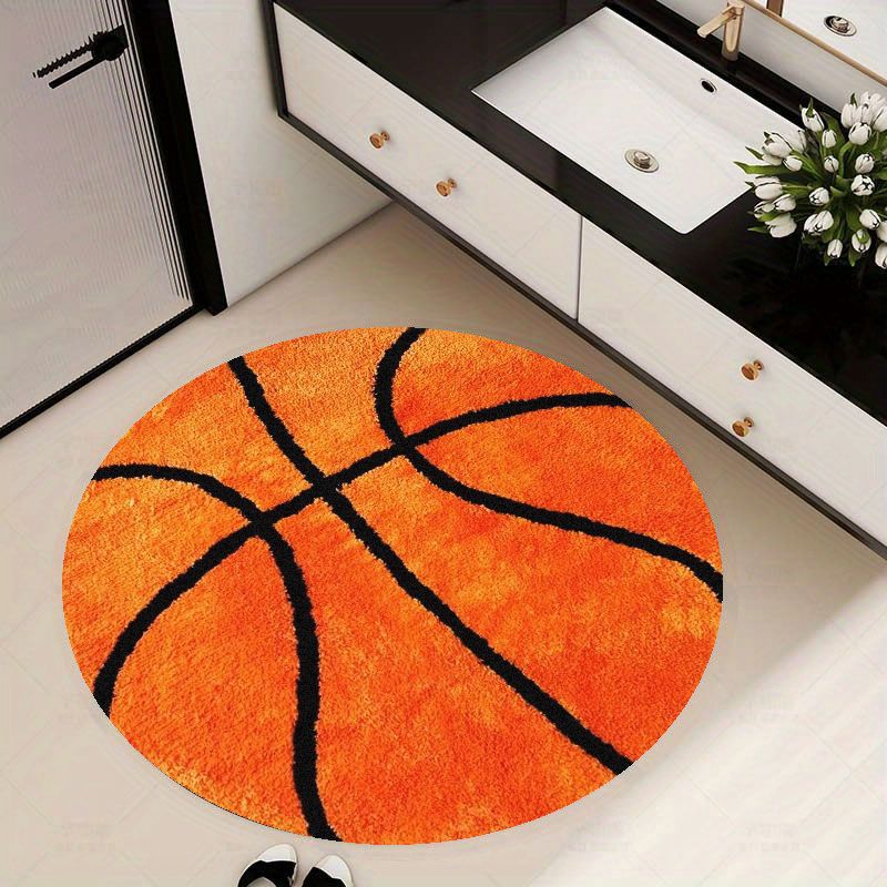 Home Gym Furniture - Tapete Redondo com Estampa de Basquete,