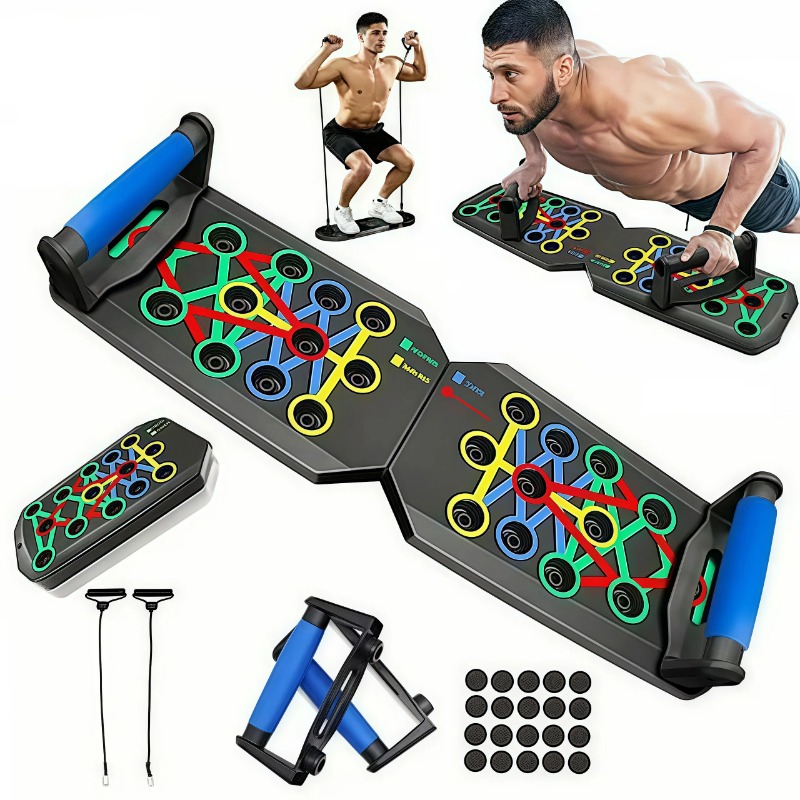 Home Gym Hyrox - Plataforma Dobrável para Flexões com Faixas